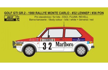 Decal + P/E – VW Golf GTI - Rallye Monte Carlo 1980 - # 32 / 36